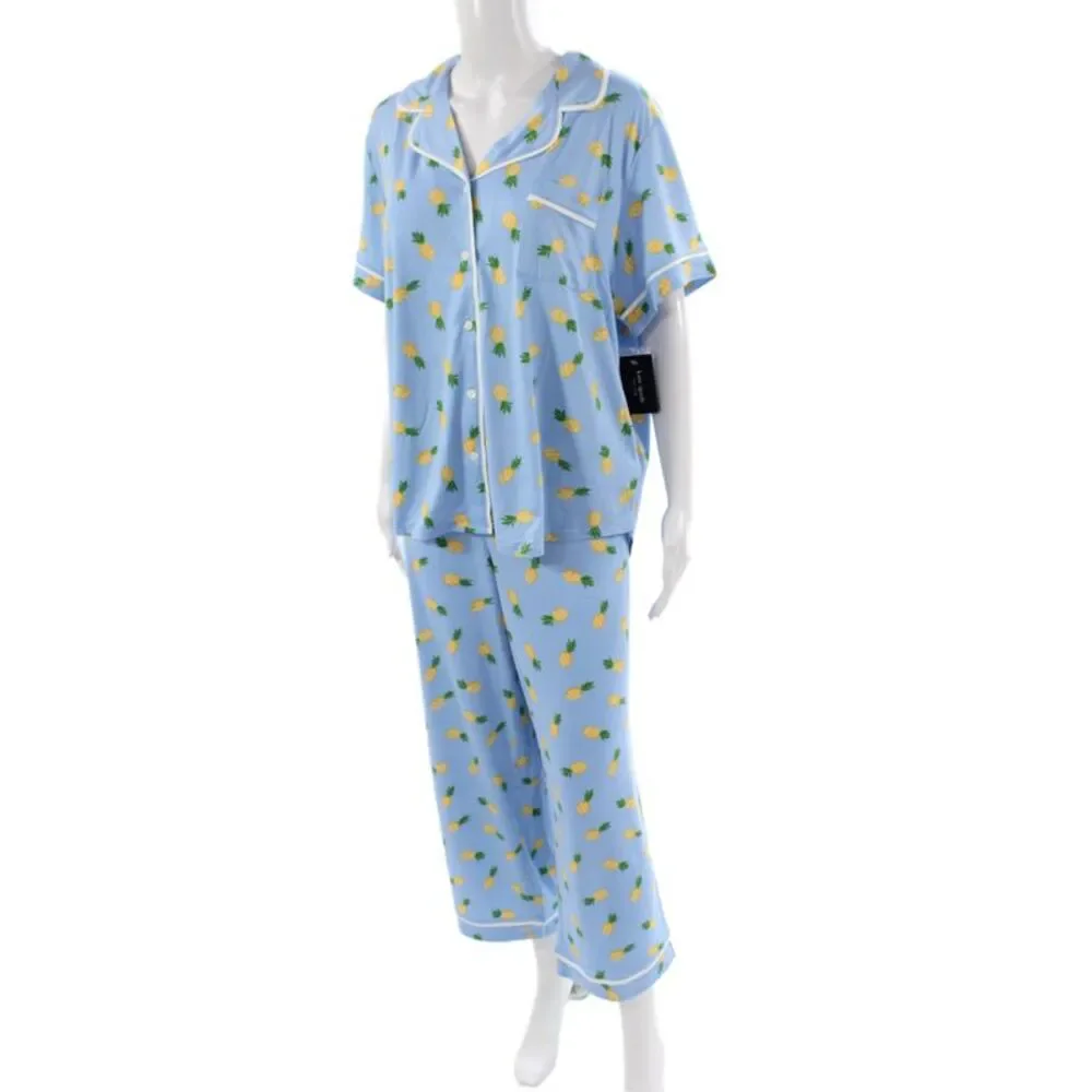 Kate Spade Women's Short Sleeves Two Piece Fruit Print Pajama Set Size 1X